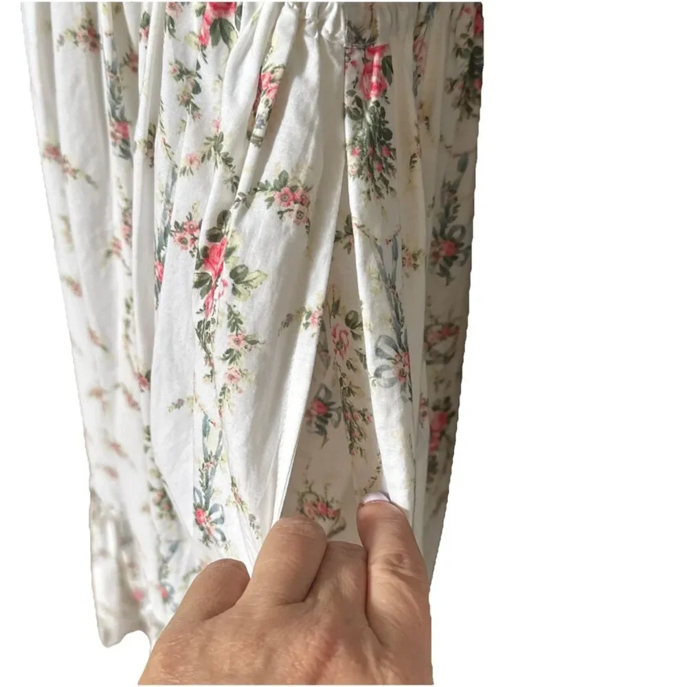 LoveShackFancy Terrence Dress M Vanilla Kisses Floral Smocked Puff Sleeve Maxi - Picture 15 of 16
